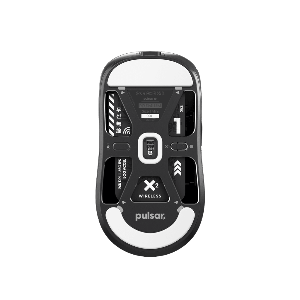 Pulsar X2 mini Premium Black gaming mouse bottom